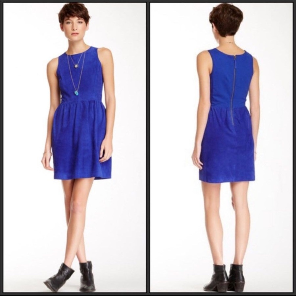 Real suede blue dress